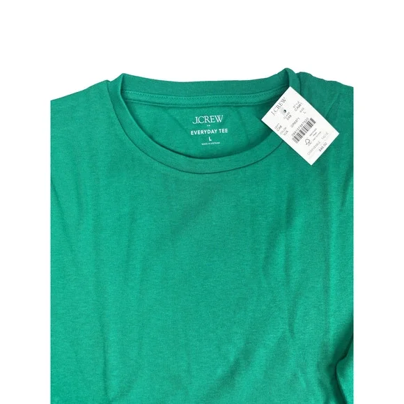 J Crew Long Sleeve Everyday Tee Womens Large Vibrant Jade T Shirt Basic Stretch - Picture 3 of 8